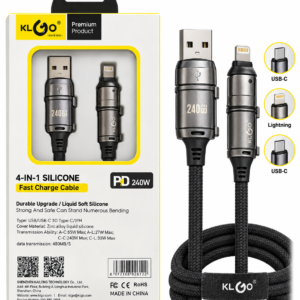 Cabo de Carregamento Rápido KLGO S-696 4 em 1 240W PD – 1,2 m