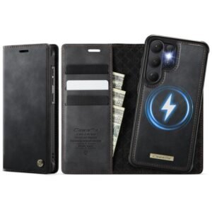 Capa Carteira Removível em Couro com Bloqueio RFID Magnético CaseMe C49 para Samsung Galaxy S26 Ultra 5G (Preta)