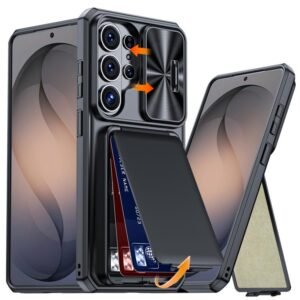 Capa Híbrida Antichoque com Porta-Cartão e Proteção de Câmara para Samsung Galaxy S26 Ultra 5G – Preta
