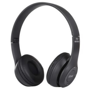 Fone de Ouvido Bluetooth P47 Dobrável Sem Fio com Rádio FM, MP3 e Entrada AUX 3,5 mm – Preto