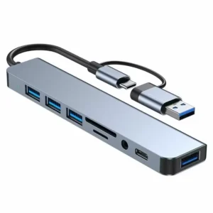 Hub USB-C 8 em 2 com Leitor de Cartão