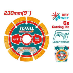 Disco Diamantado Segmentado TOTAL 9″ – Para Concreto, Tijolo, Mármore, Granito e Pedra