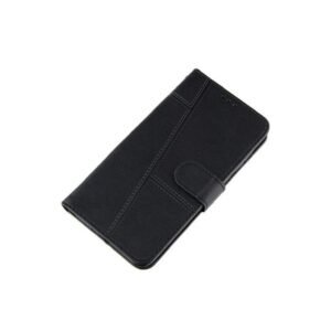 Capa tipo carteira em couro sintético preto para Samsung Galaxy A55