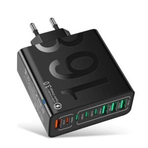 Carregador Multip portas BK329 8 em 1 com 4 USB-A, 4 USB-C, QC3.0 e PD