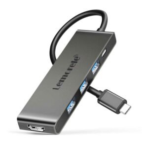 Lemorele TC22L ConnectHub 5 Pro — Dock USB-C 5 em 1 com HDMI 4K, Ethernet e PD 100W