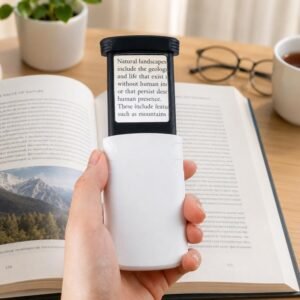 Lupa Portátil Retangular Dobrável 4X com Luz LED