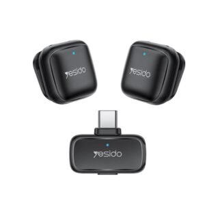 Microfone de Lapela Sem Fio Yesido KR29 1 para 2 com Redução de Ruído e Receptor USB-C — Preto