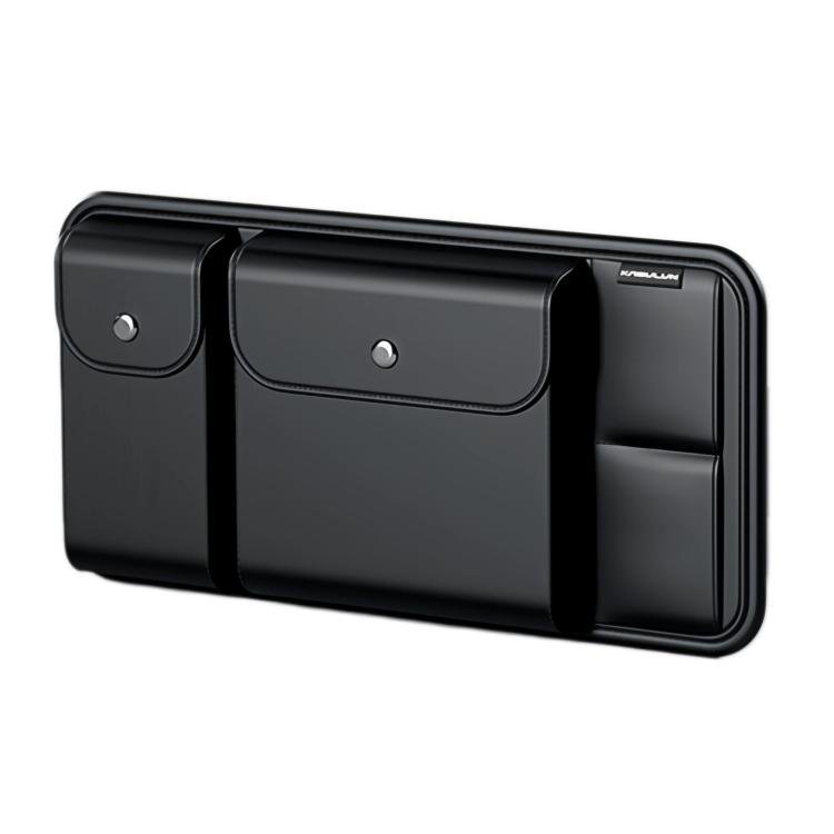Organizador Multifuncional KABULUN para Pala de Sol com Porta-Óculos e Documentos — Preto Organizador Multifuncional KABULUN para Pala de Sol com Porta-Óculos e Documentos — Preto