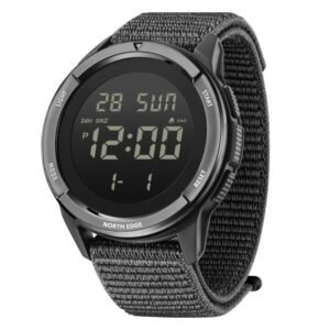 Relógio esportivo masculino multifuncional com pulseira de nylon North Edge Terrax Outdoor Luminous Waterproof (preto)