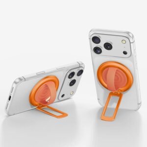 Suporte Magnético Giratório GripRing N52 para Telemóvel em Silicone Líquido — Laranja